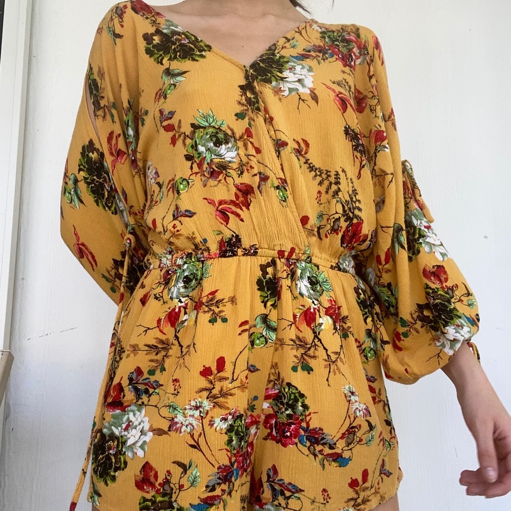 Yellow floral romper
